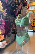 Shiwi Women’s Ruffled Bikini - Green Glitter