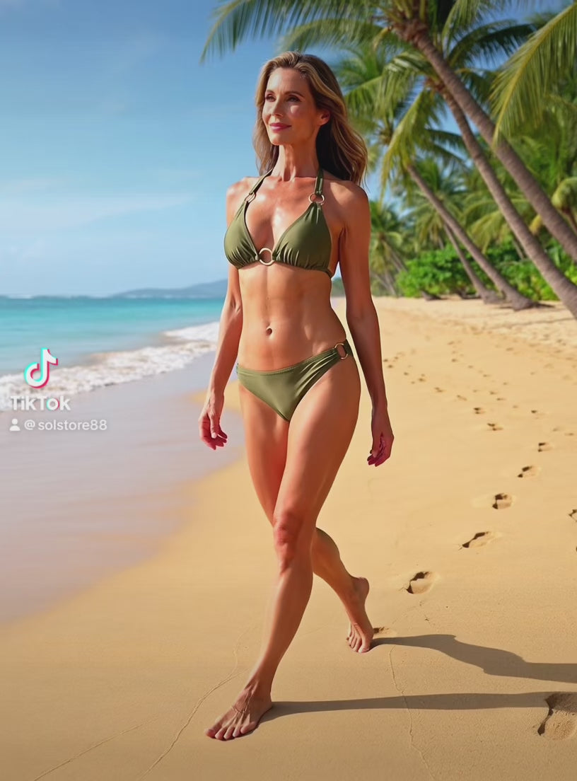 Shiwi Olive Green Bikini full view - perfect fit for all body types